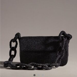Anthropologie Fiona Beaded Bag Black Chain